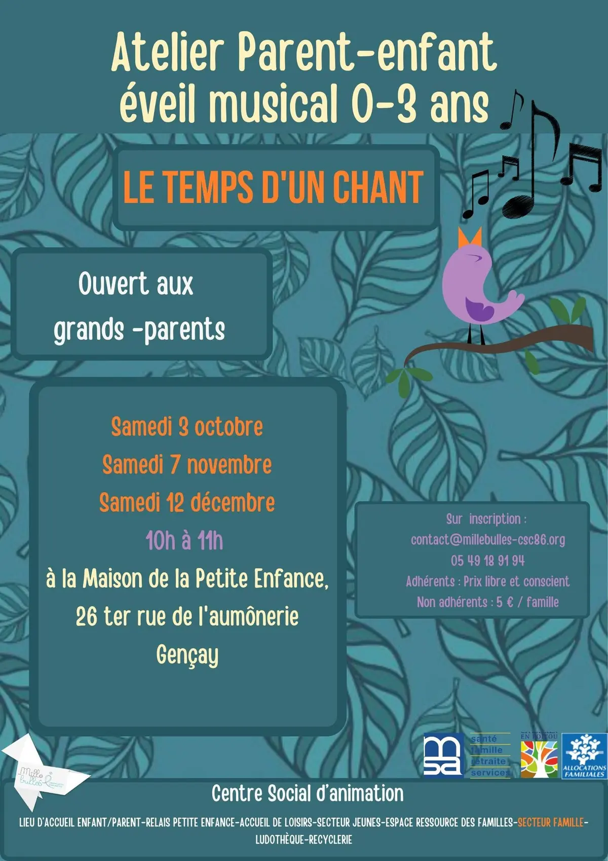 Atelier Parent-enfant : éveil musical 0-3 ans