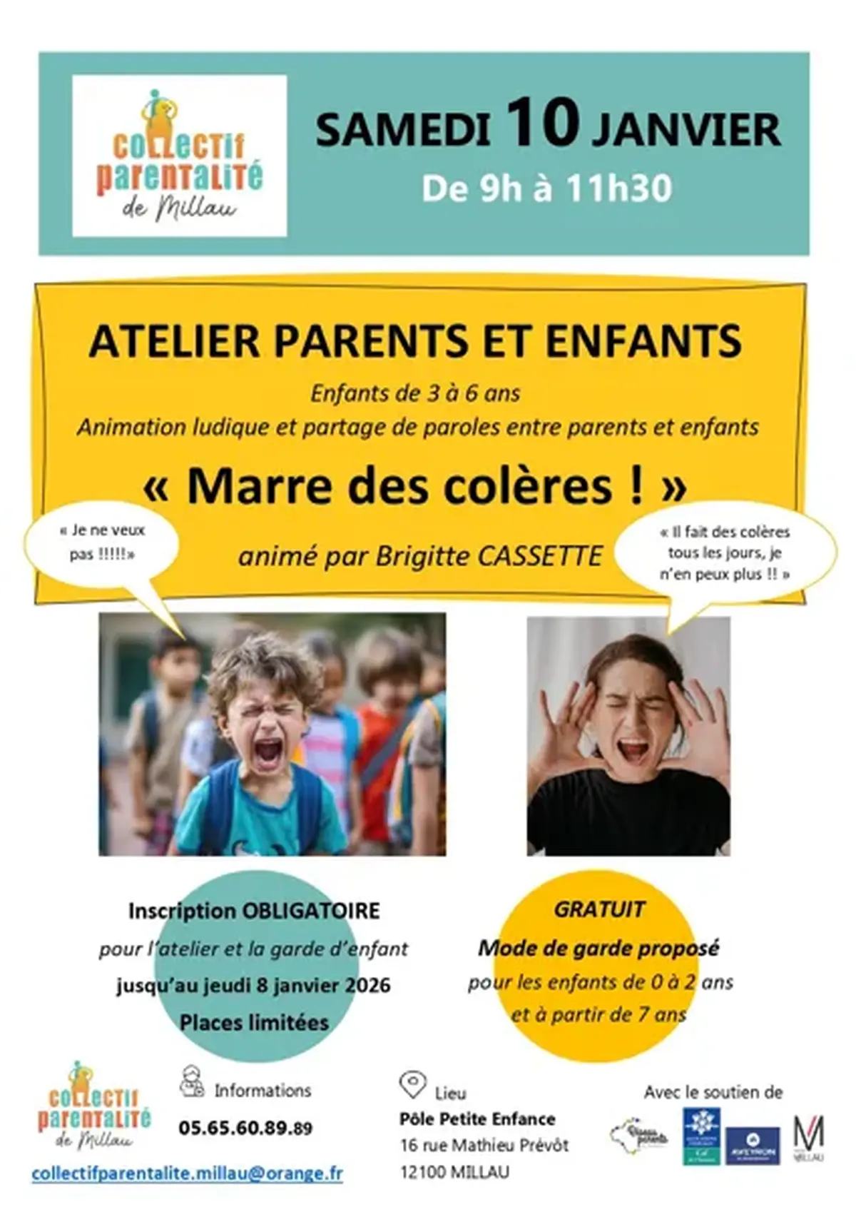 Atelier Parents - Enfants  Marre des Colères !  - Collectif Parentalité