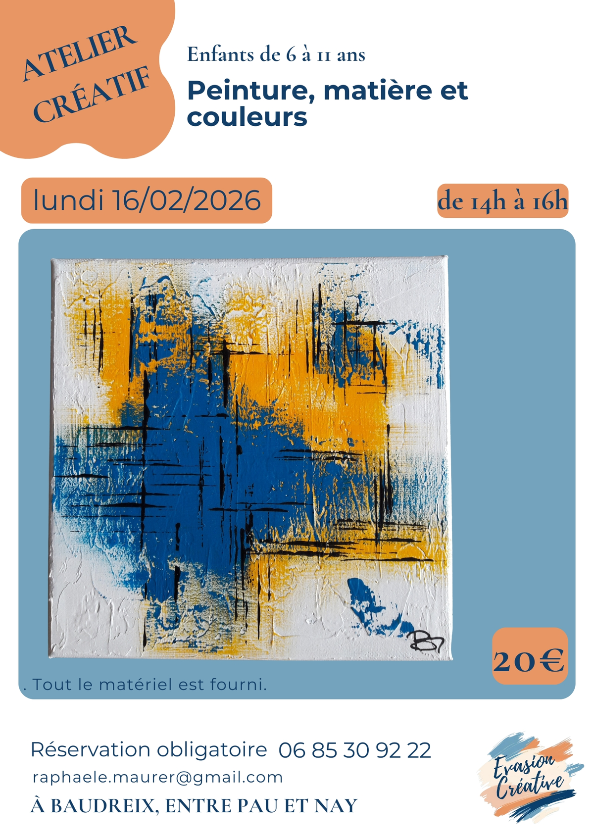 Atelier Peinture, matière et couleurs à Baudreix