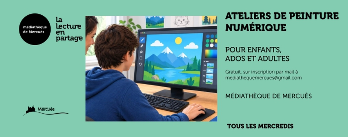 Atelier Peinture Numérique pour enfants à la médiathèque de Mercuès