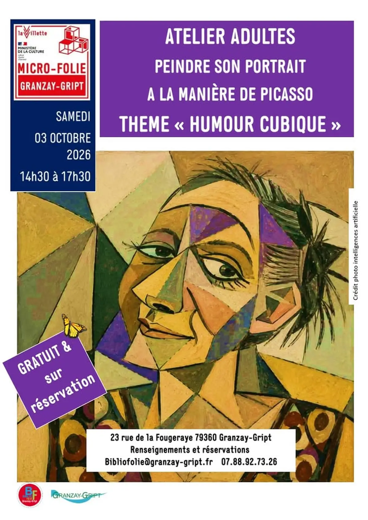 Atelier peinture - Peindre son portrait à la manière de Picasso – Humour cubique au musée numérique Micro-Folie à Granzay-Gript