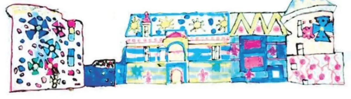 Atelier pleins fards sur la façade au château d'Assier