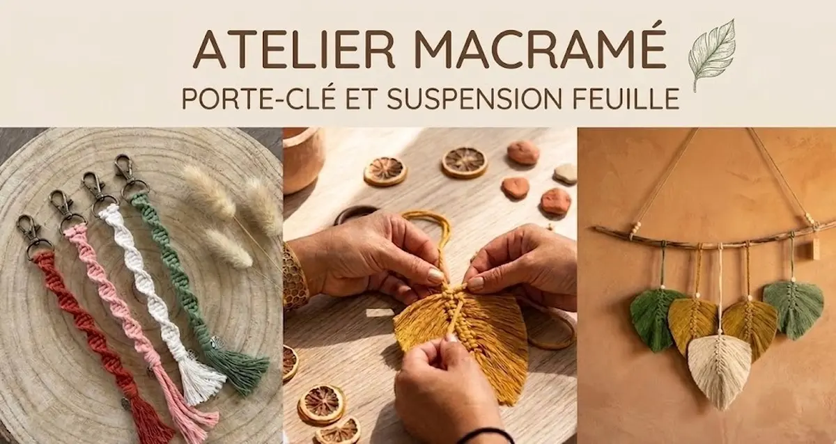 Atelier porte-clé ou feuilles en macramé