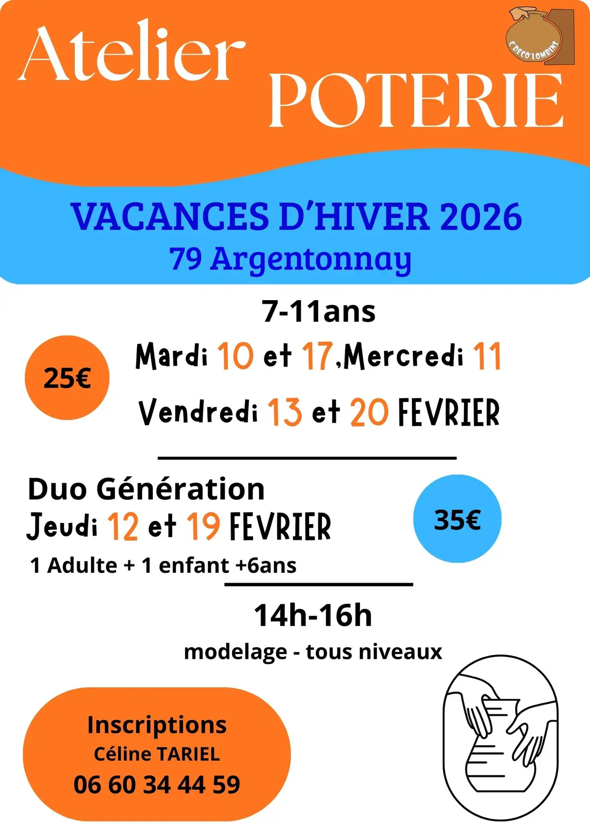 Atelier poterie - Enfant de 7 à 11 ans