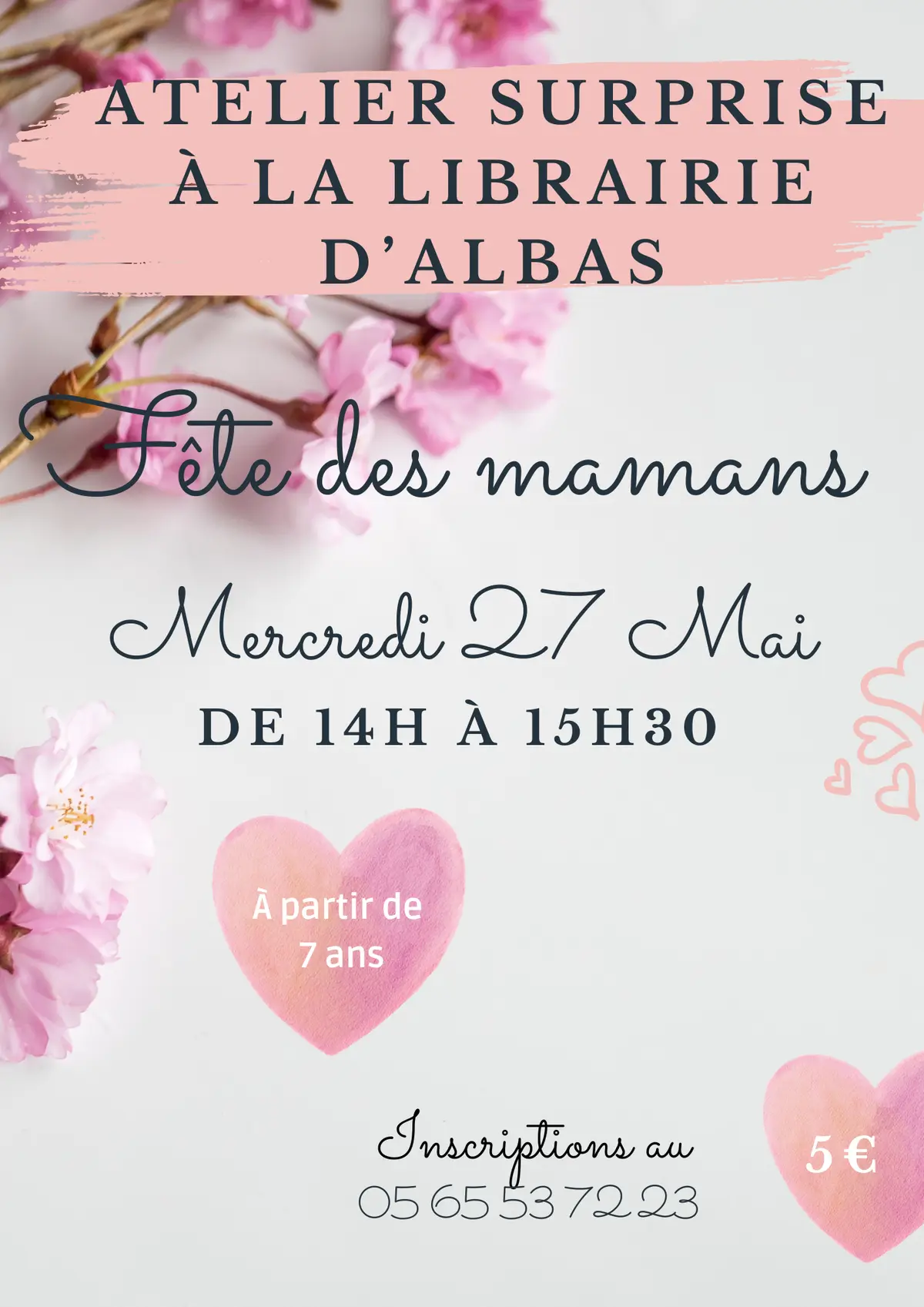 Atelier pour la fête des mères à la librairie Le bon air est dans les livres