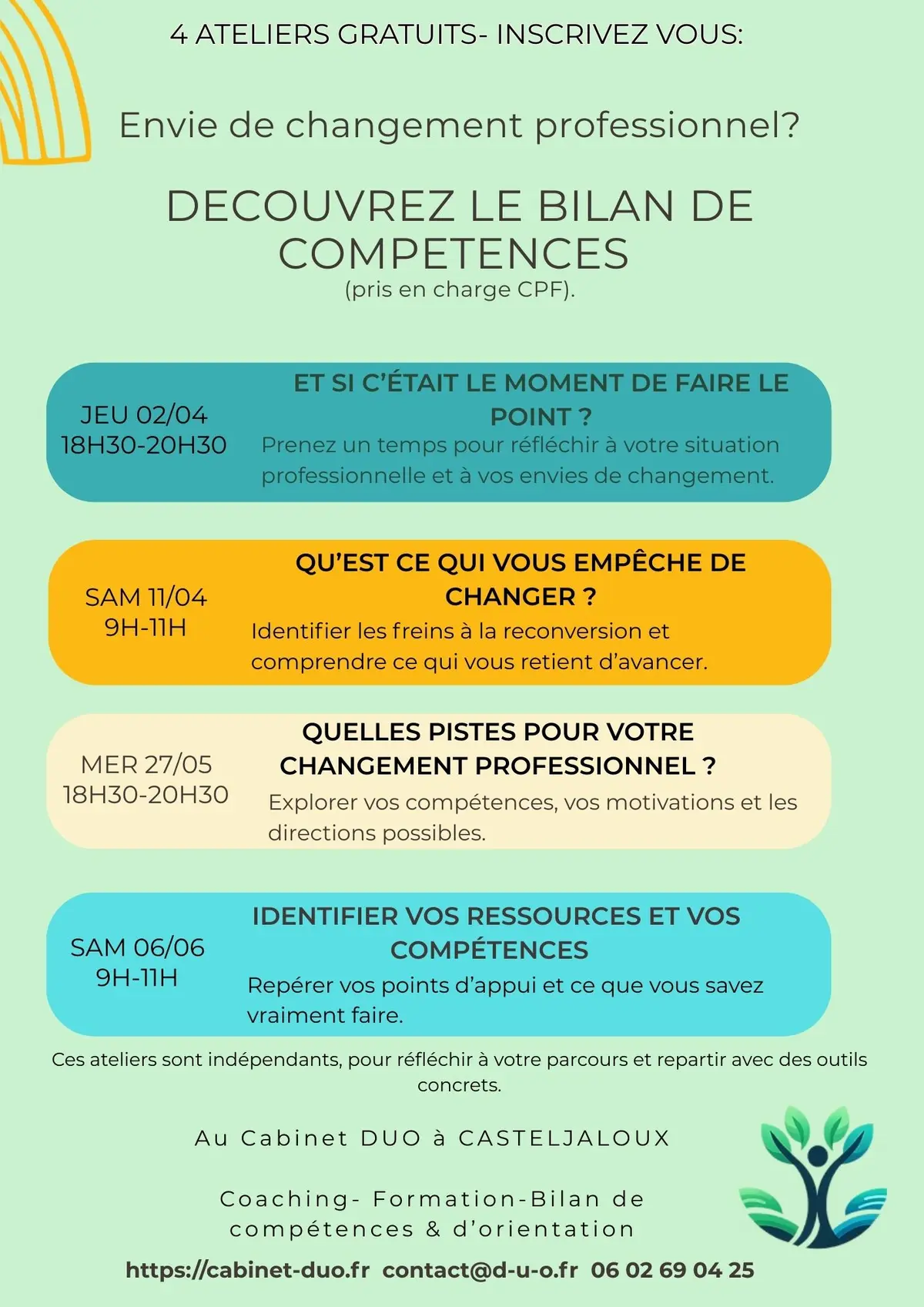 Atelier : Quelles pistes pour votre changement professionnel ?