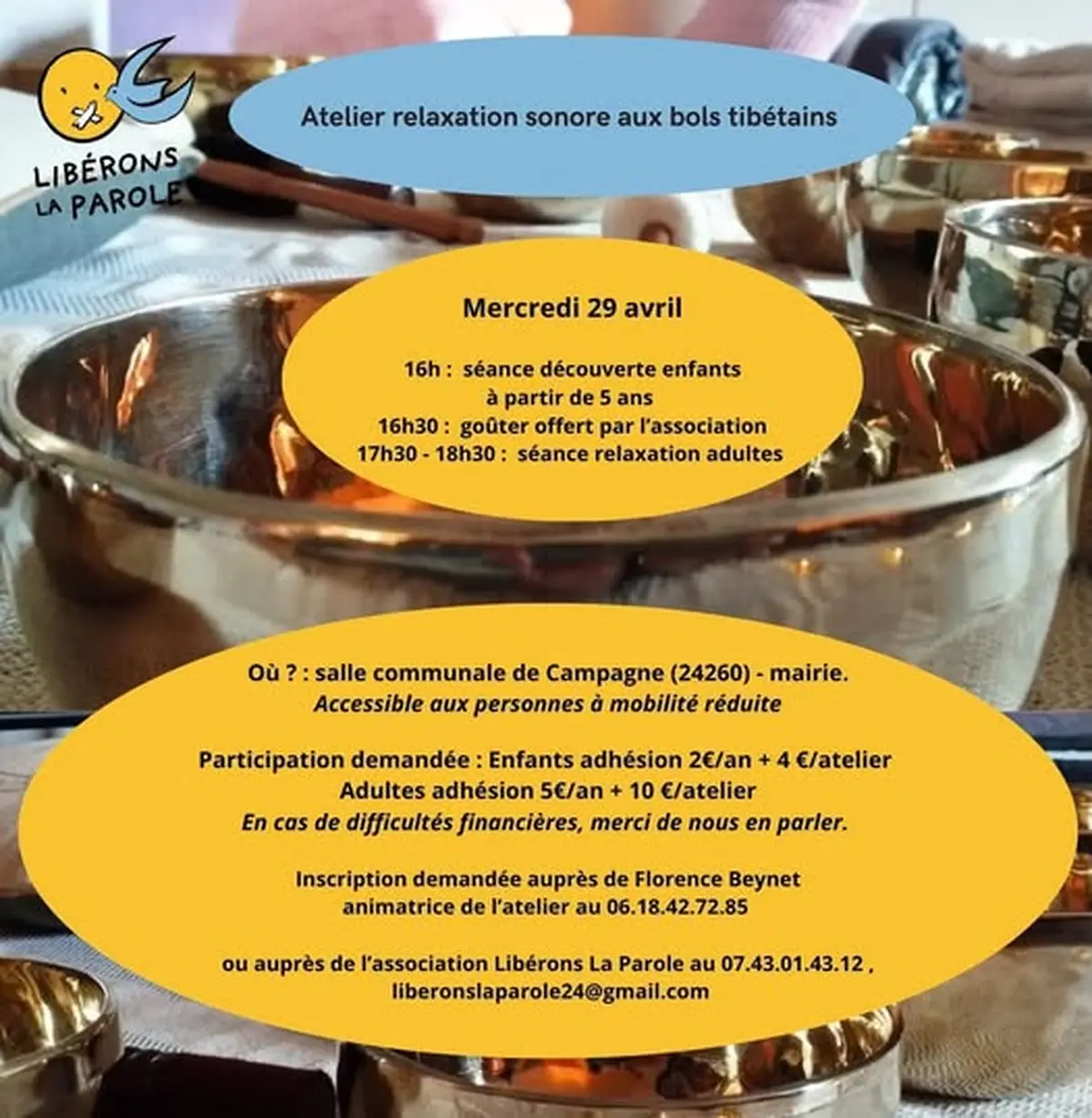 Atelier relaxation sonore aux bols tibétains