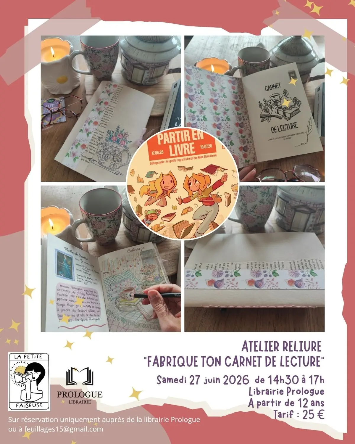 Atelier reliure Fabrique ton carnte de lectures
