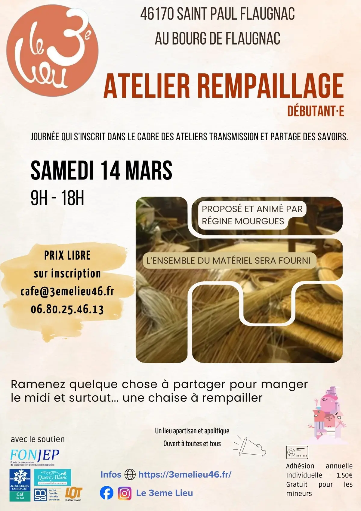 Atelier rempaillage au 3ème lieu