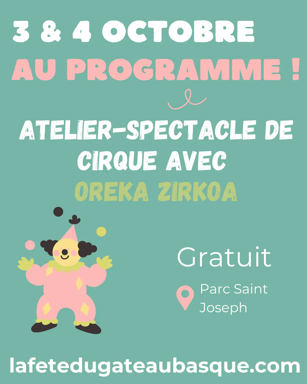 Atelier - spectacle de cirque avec Oreka Zirkoa - Fête du gâteau basque