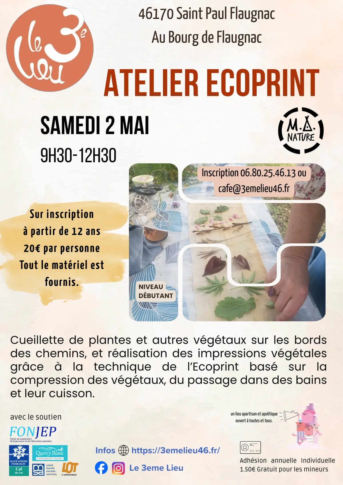 Atelier teinture végétale au 3ème Lieu