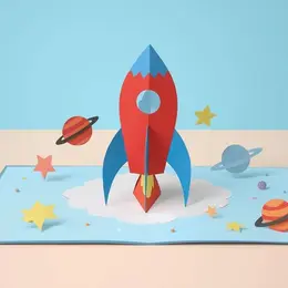 Atelier vacances 3-6 ans carte fusée pop-up