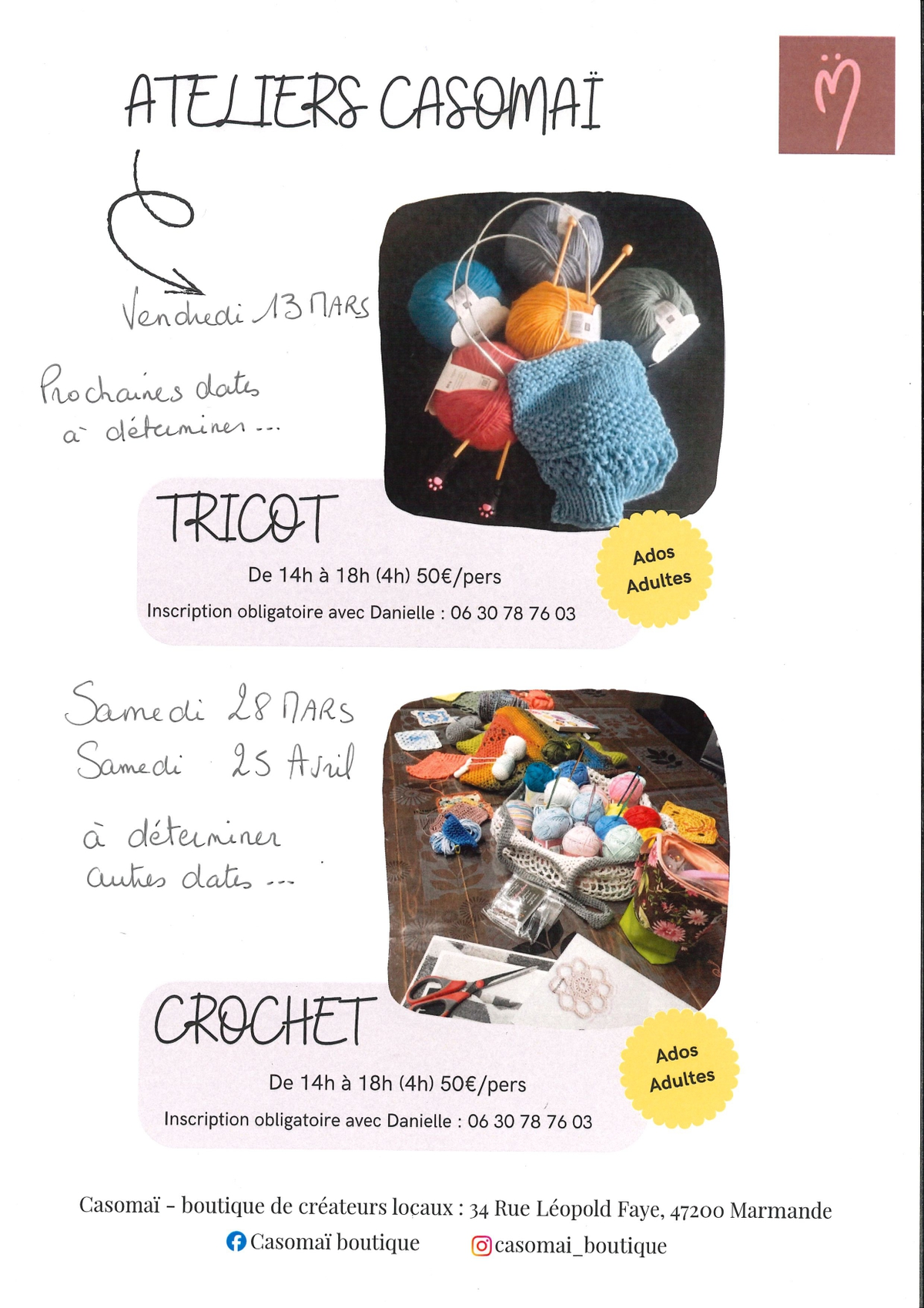 Ateliers Casomaï - Tricot et Crochet