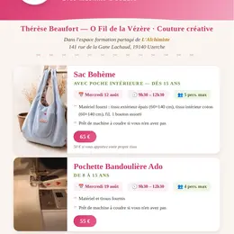 Ateliers couture créative chez la souffleuse de verre