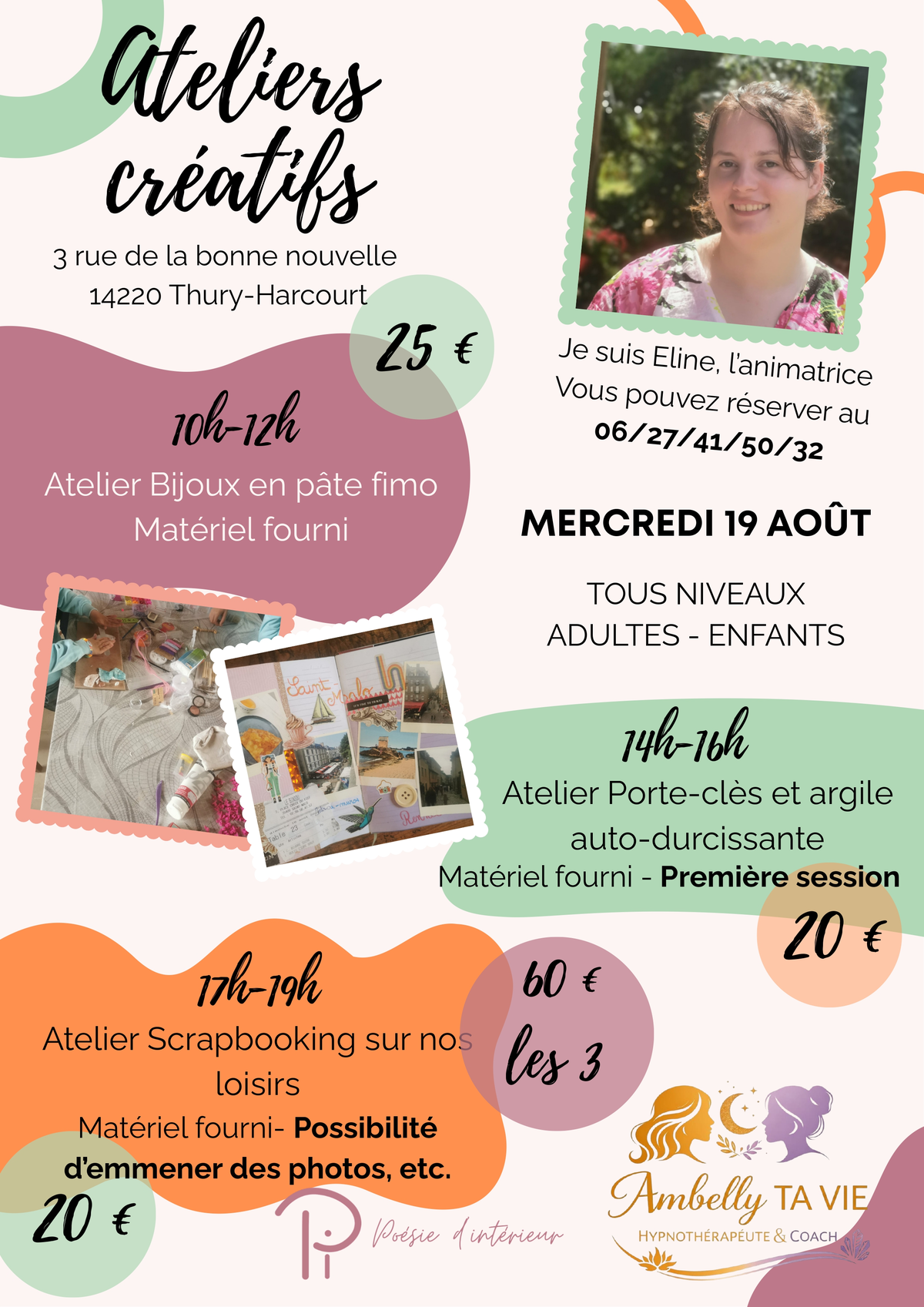 Ateliers créatifs : bijoux, modelage et scrapbooking