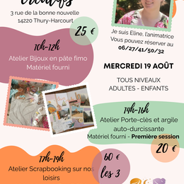Ateliers créatifs : bijoux, modelage et scrapbooking