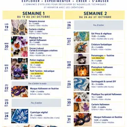 Ateliers créatifs des vacances de La Toussaint