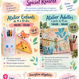 Ateliers créatifs Spécial Rentrée