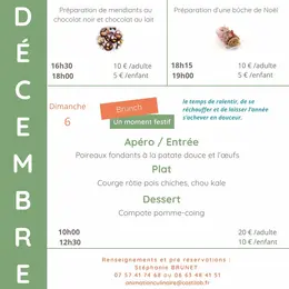 Ateliers culinaires décembre à Bio d'Ici