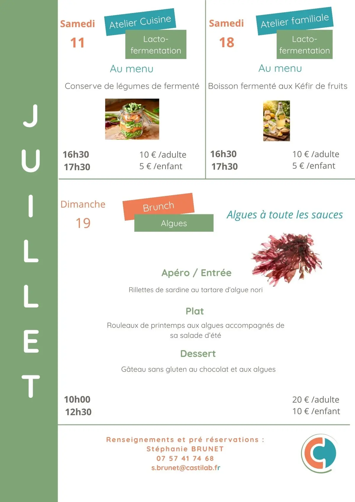 Ateliers culinaires juillet à Bio d'Ici