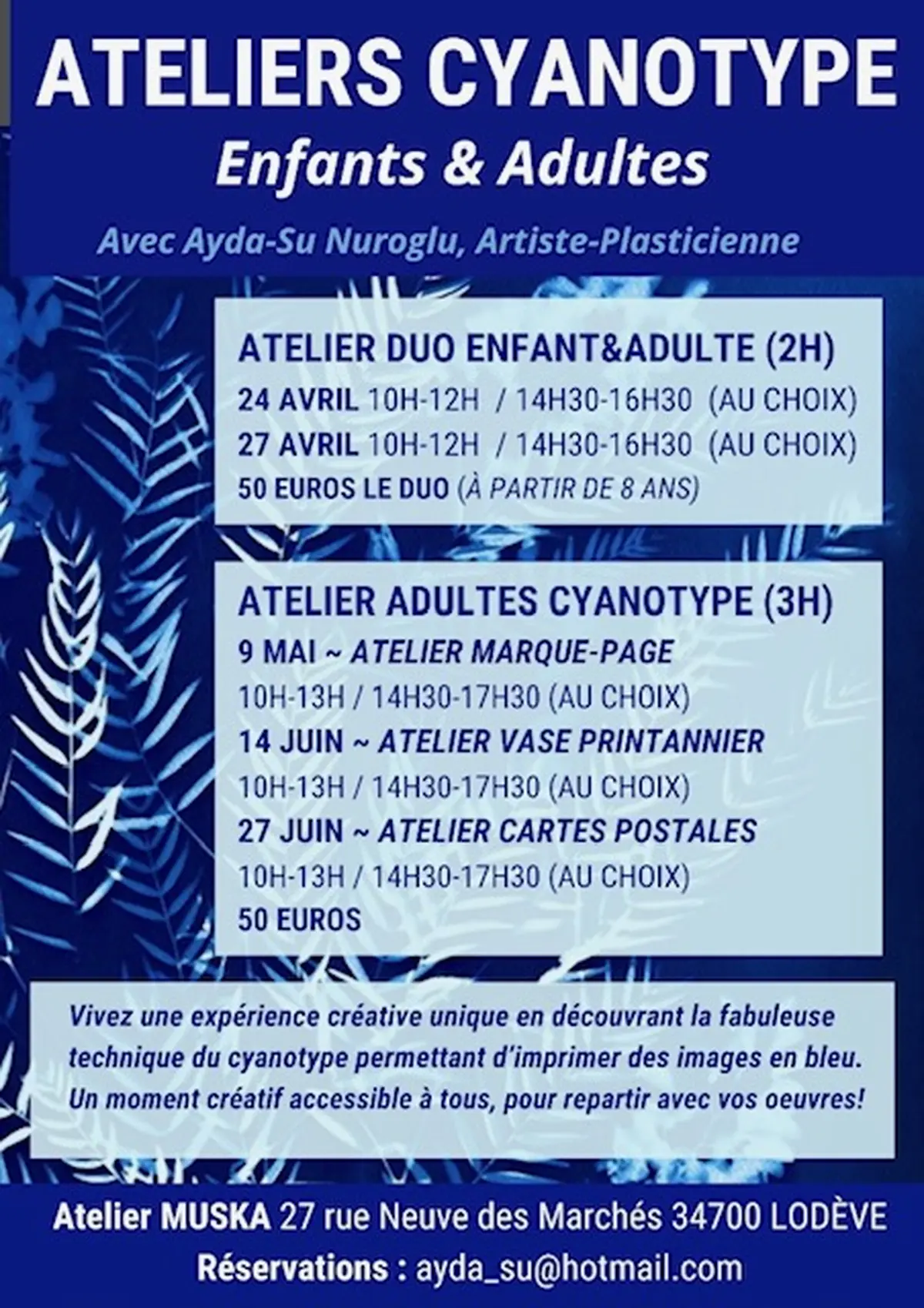 Ateliers Cyanotype Adultes