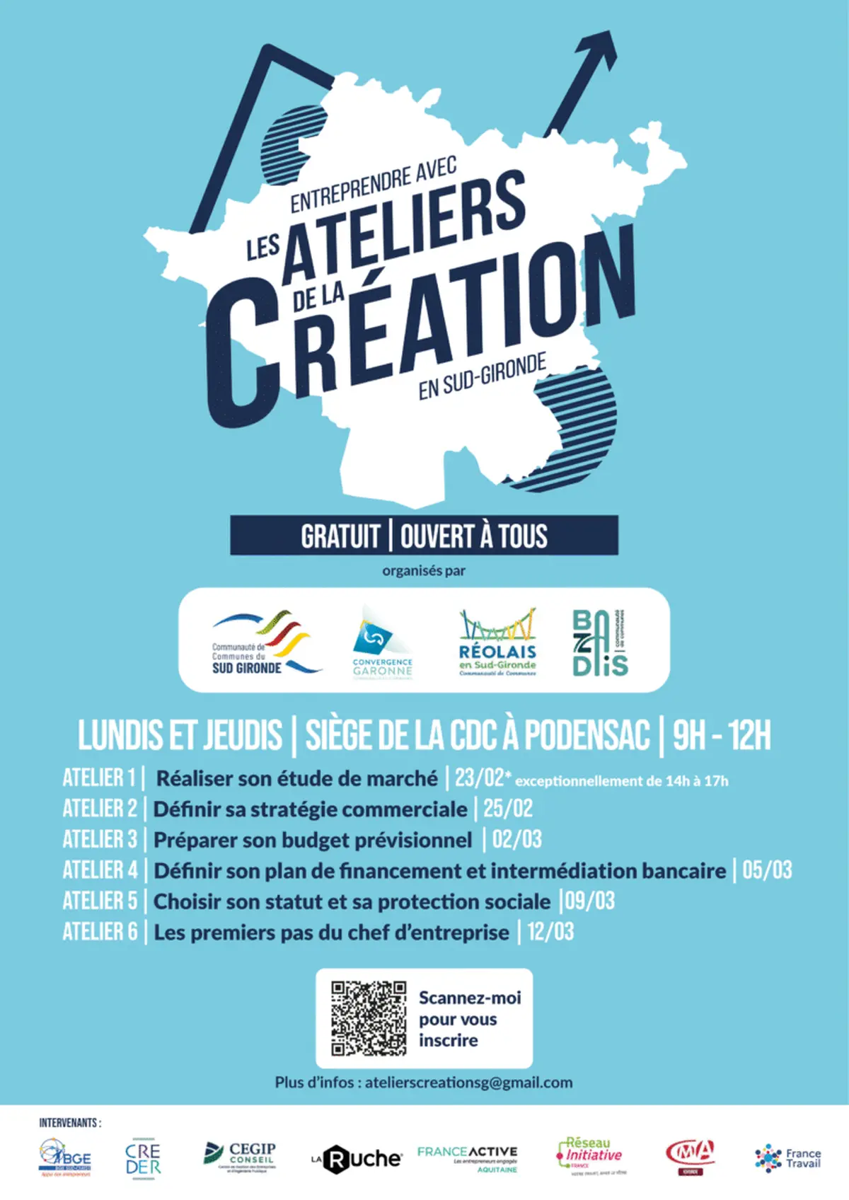 Ateliers de la Création pour Entreprendre à Podensac
