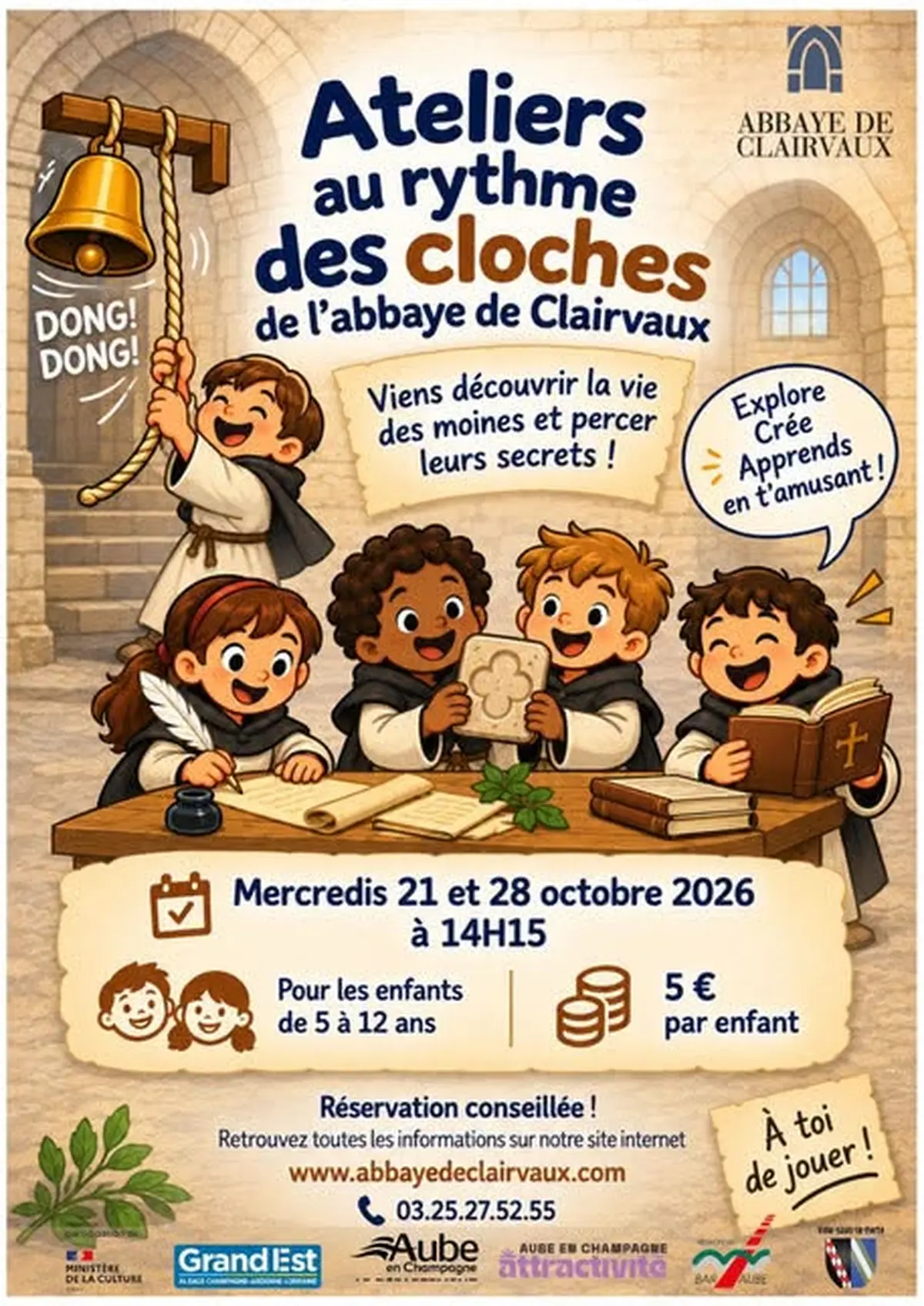 Ateliers des enfants à l'Abbaye de Clairvaux