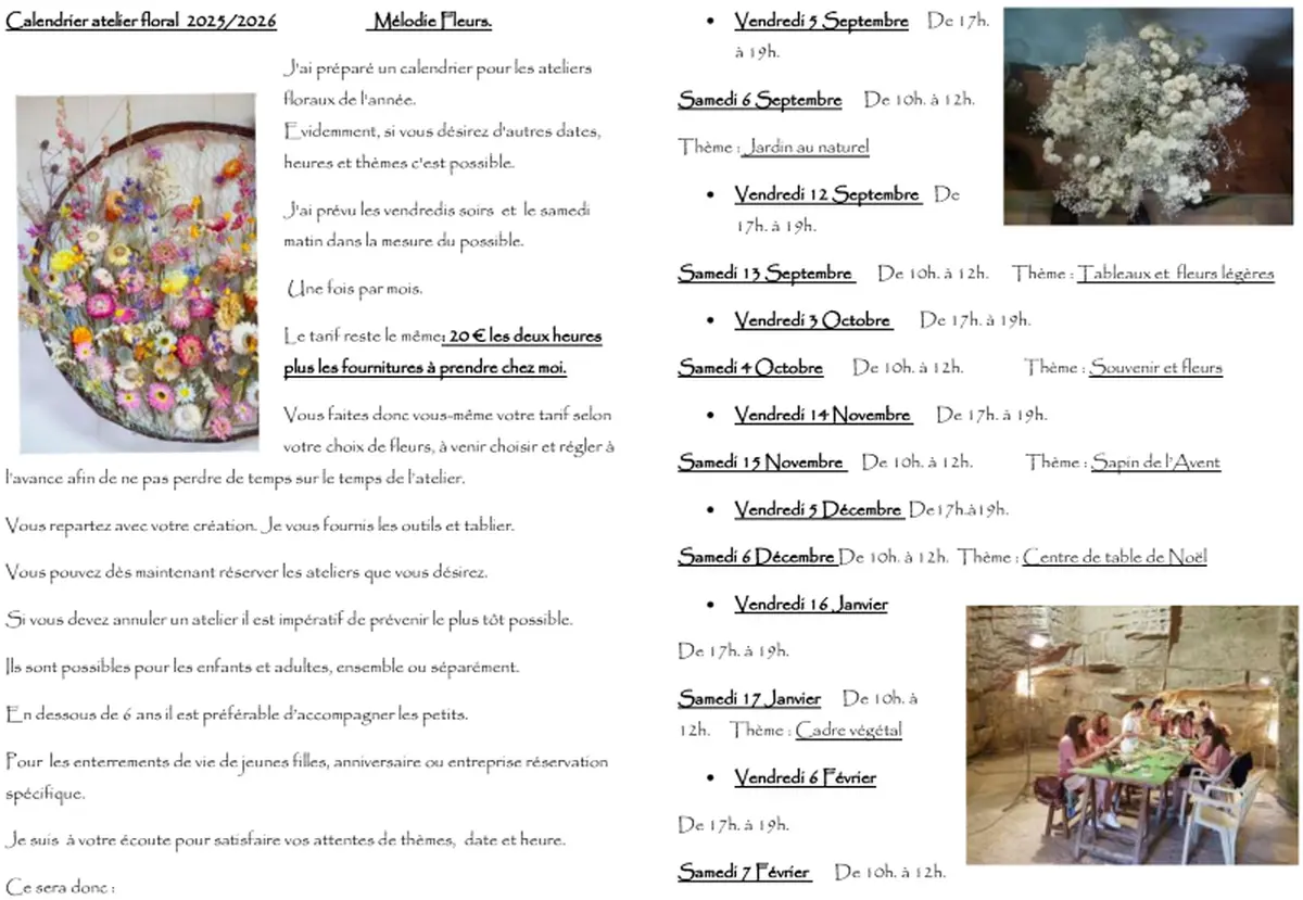 Ateliers floraux chez Mélodie