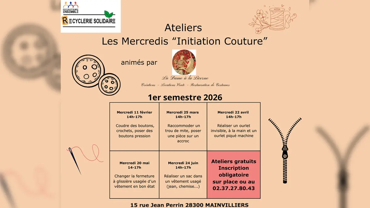 Ateliers : les mercredis Initiation Couture