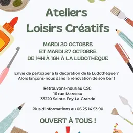 Ateliers loisirs créatifs à la ludothèque du Centre Socioculturel du Pays Foyen