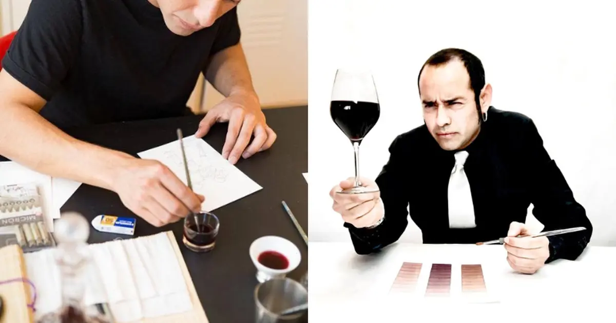 Ateliers Mauro Ceballos : peintures au vin rouge