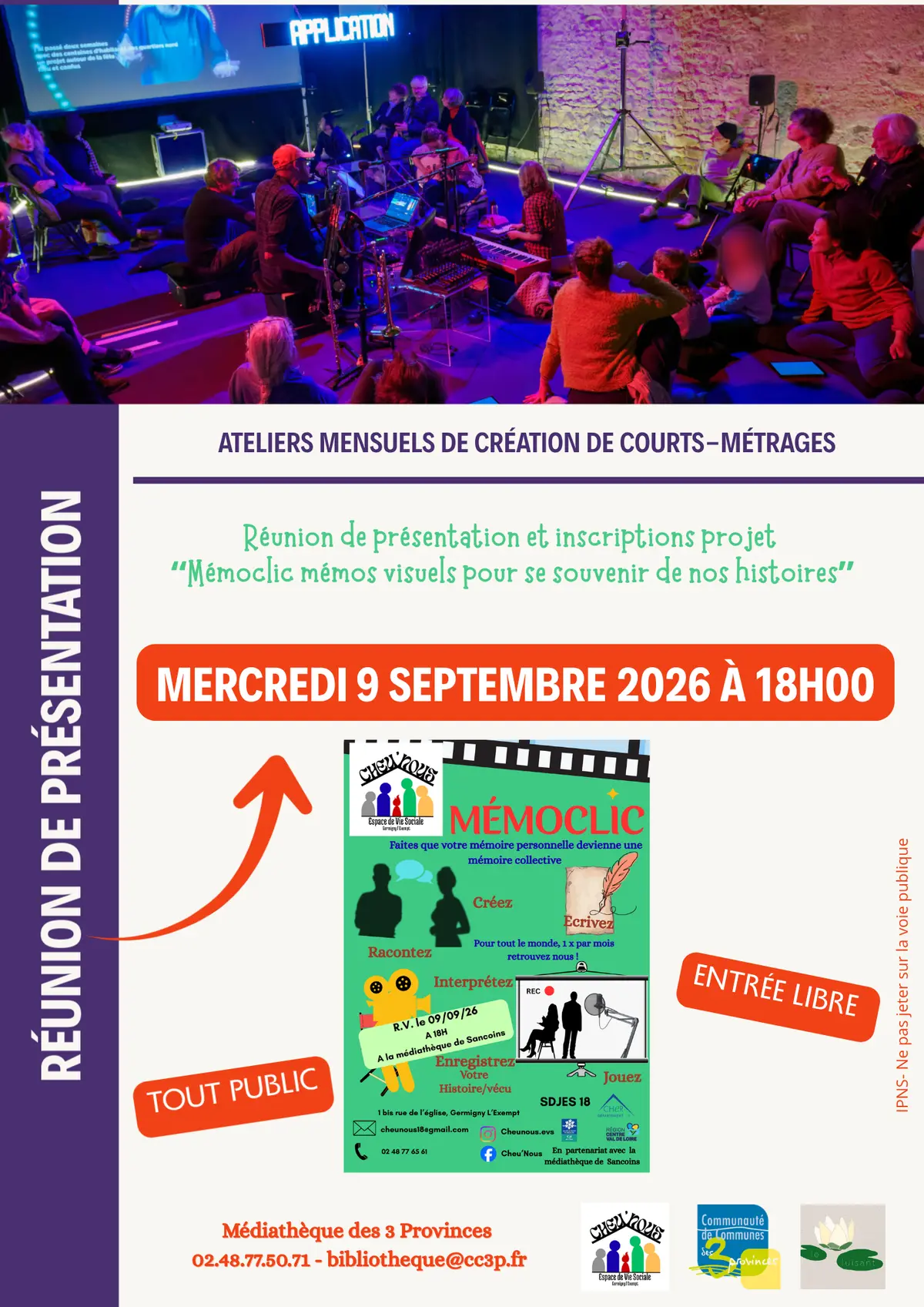 Ateliers mensuels de création de courts-métrages — Projet « Mémoclic »