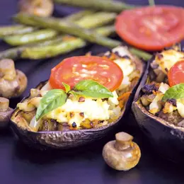 Aubergines grillées et poulet tandoori