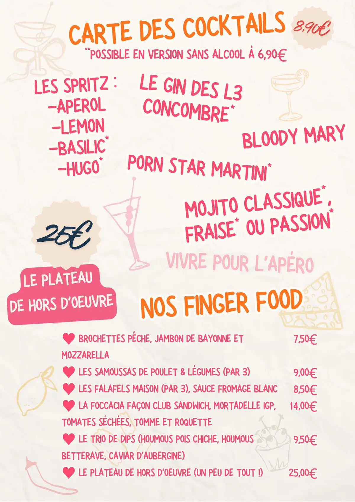Soirée cocktails & finger good