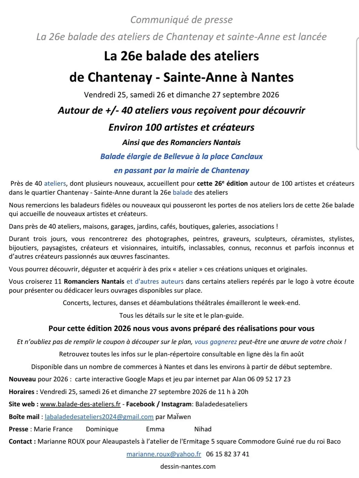 La 26e balade des ateliers de Chantenay