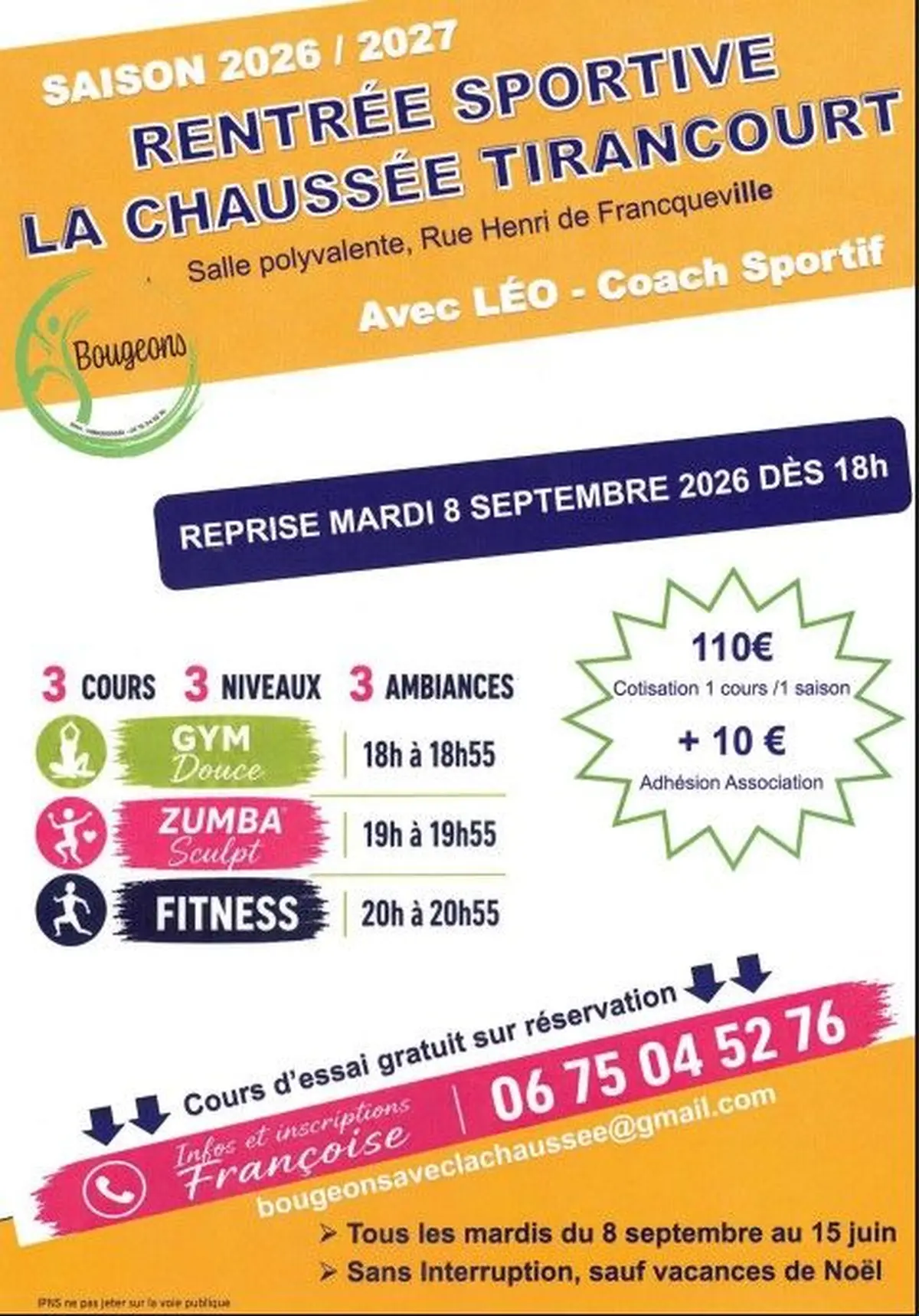Reprise activités sportives: gym, zumba, fitness