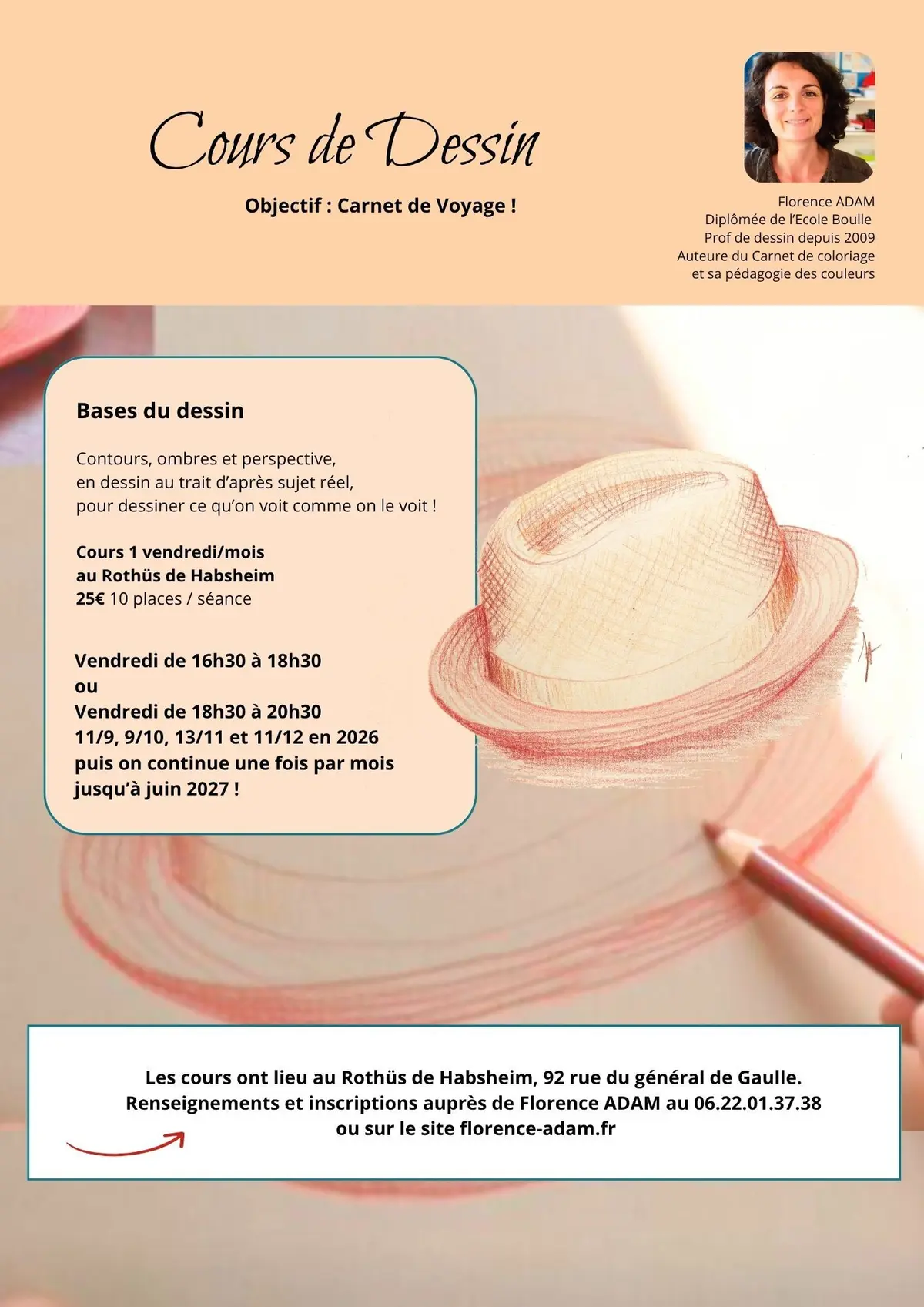Cours de dessin - Carnet de voyage - un vendredi soir/mois 16h30-18h30