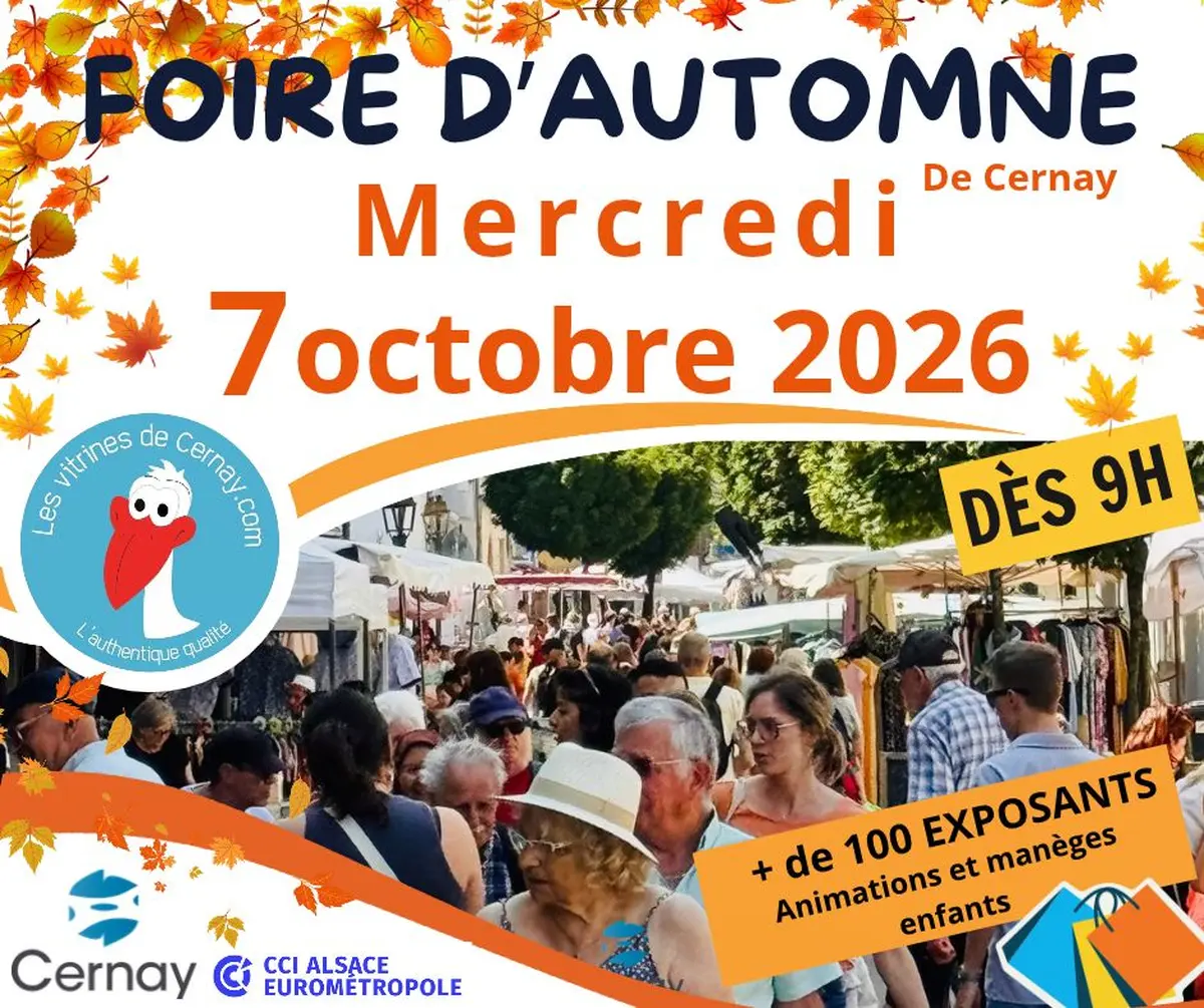 Foire d'automne Mercredi 7 octobre 2026 à Cernay