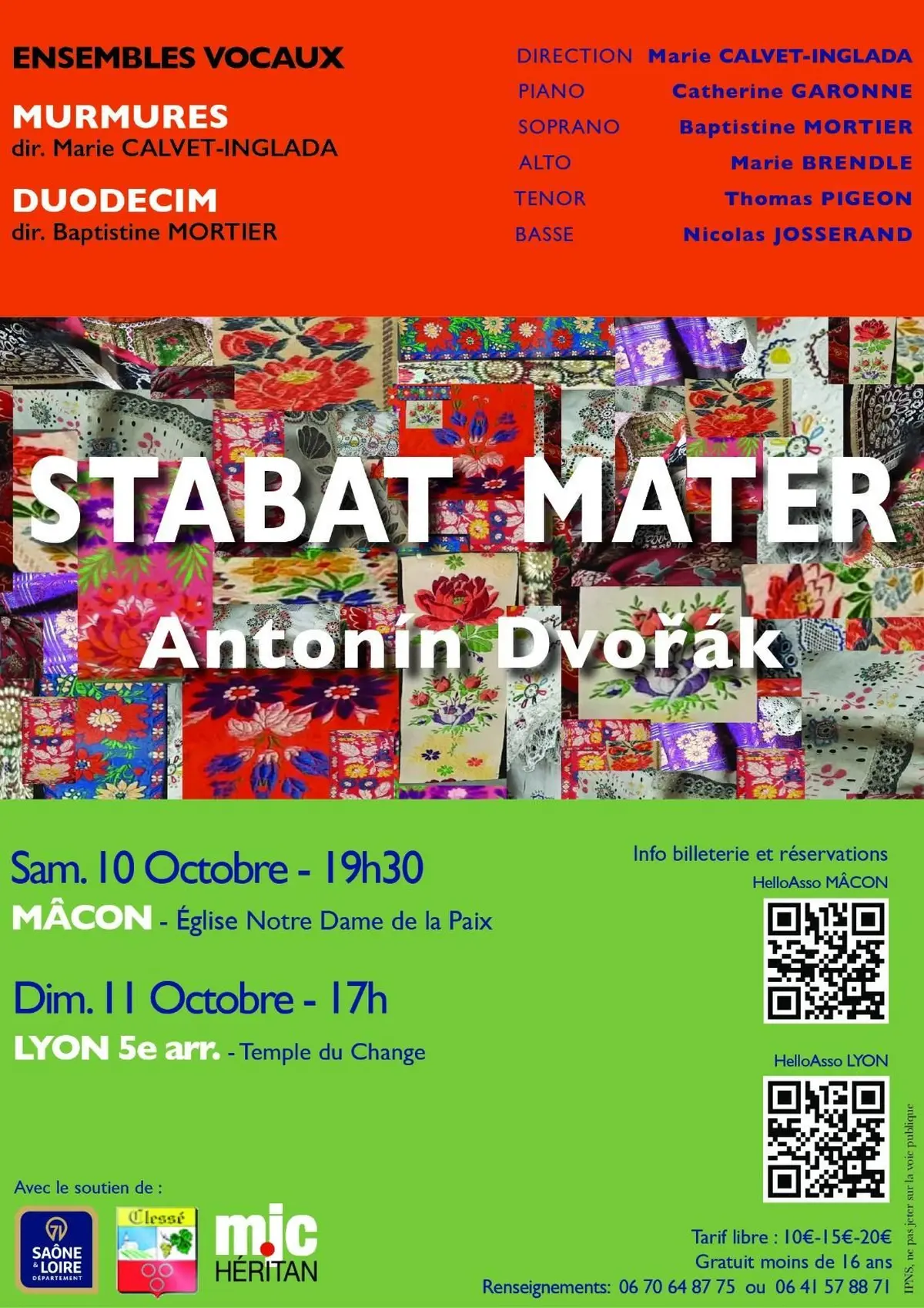 Concert Stabat Mater de Dvorak à Mâcon par les choeurs Murmures et Duodecim