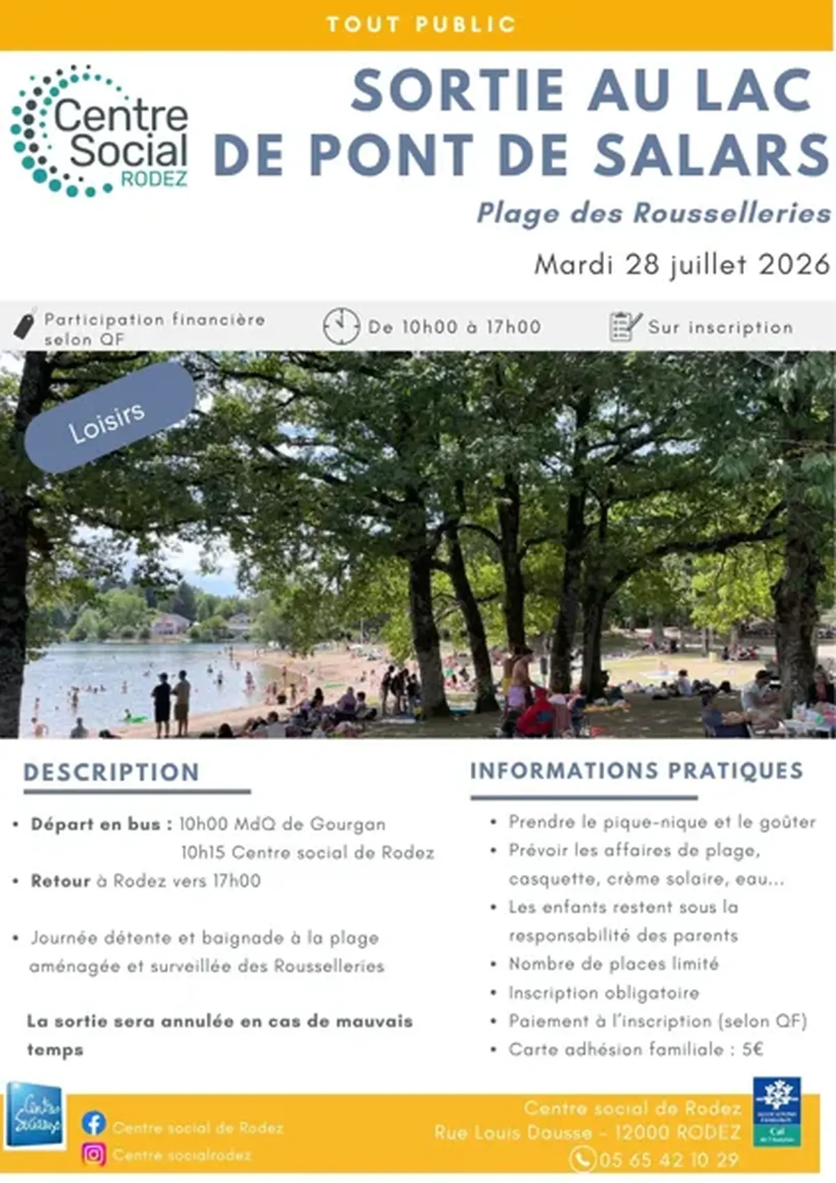 Baignade au lac de Pont de Salars