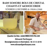 Bain sonore, bols de cristal, chant et monocorde
