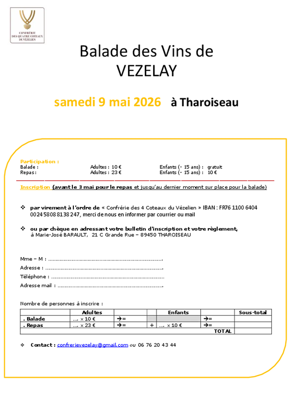 Balade des Vins de Vézelay 2026