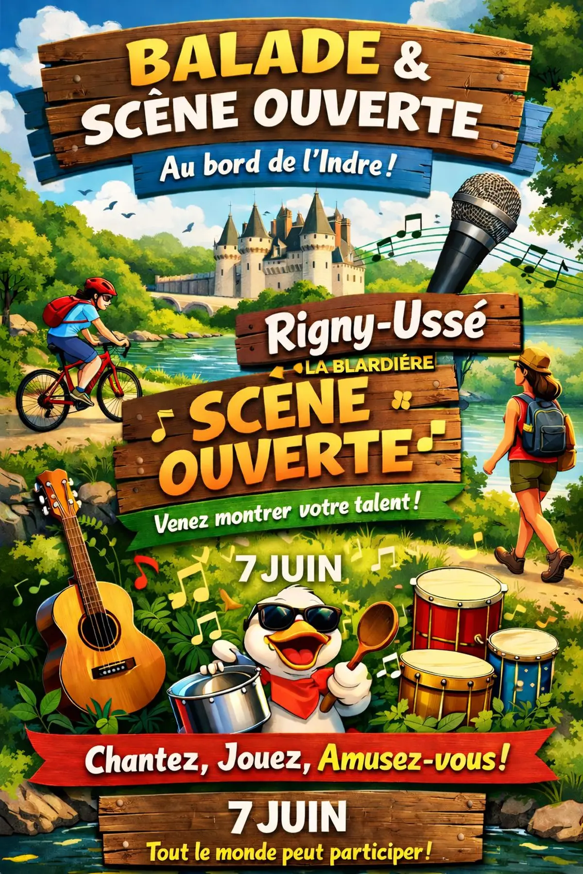 Balade et scène ouverte au bord de l'Indre