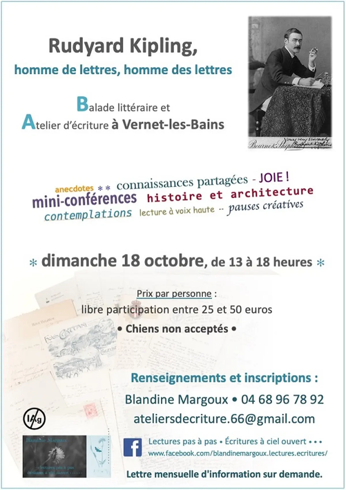 Balade Litteraire Et Atelier D'Ecriture : Rudyard Kipling, Homme De Lettres, Homme Des Lettres
