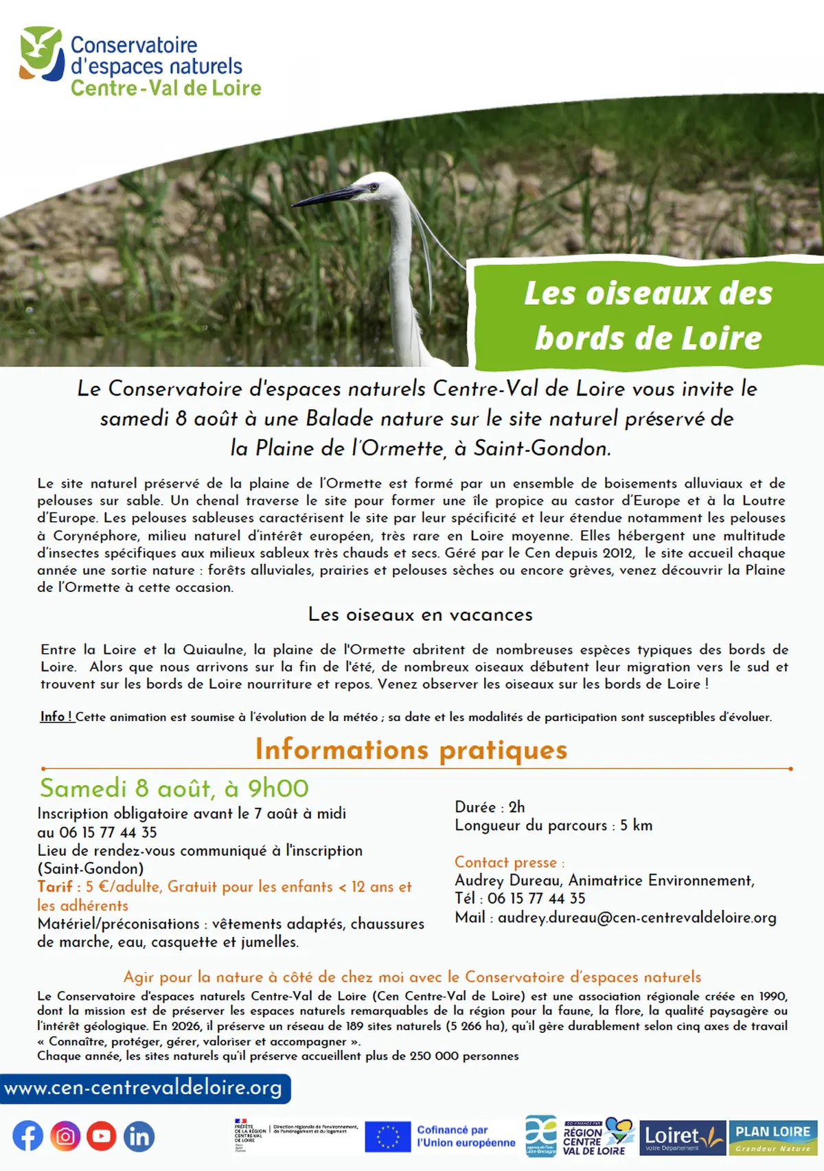 Balade nature : Les oiseaux des bords de Loire