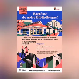 Baptême de la bibliothèque de Haux dans le cadre des Journées européennes du Patrimoine - avec visite de l'église et marche
