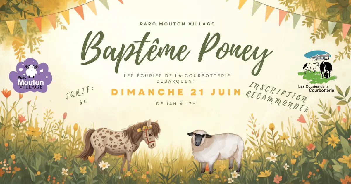 Baptême en poney au parc Mouton Village