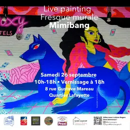 Live painting d'une fresque mural de 6x3m par l'artiste Mimibang
