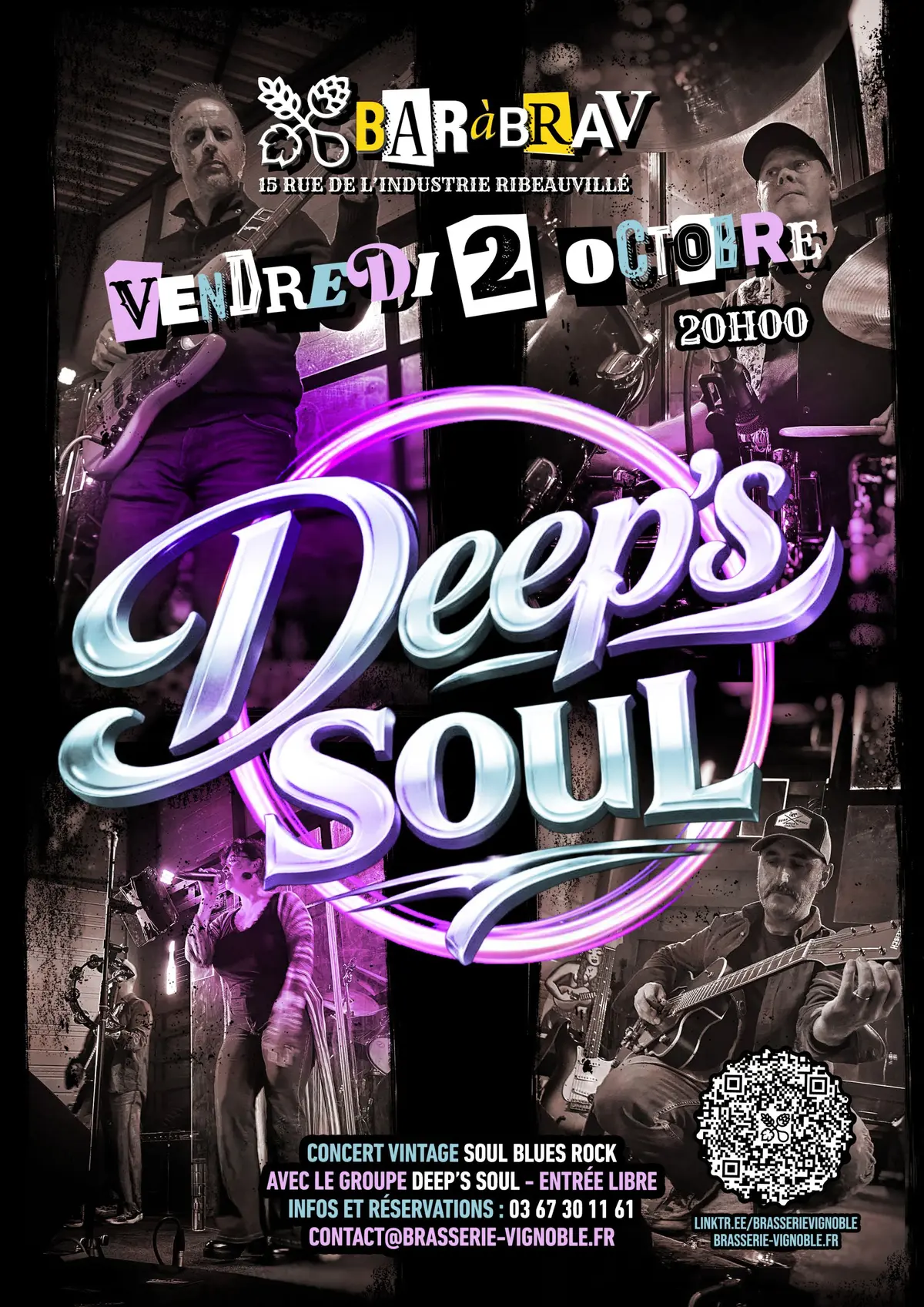 Concert Rock Blues Soul avec les Deep's Soul au BaRàBraV de Ribeauvillé