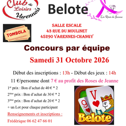 Belote au profit des Roses de Jeanne